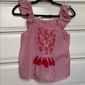 Red striped tassel top WORN TWICE GREAT CONDITION